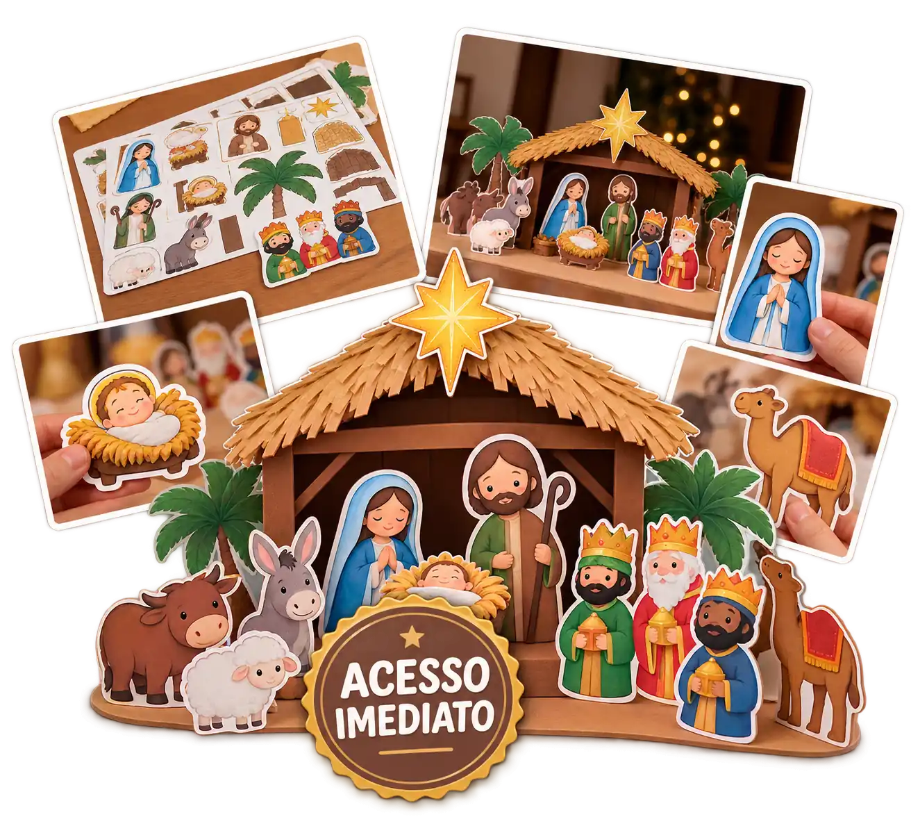 Plano Básico — Kit Presépio de Natal para Imprimir, Recortar e Montar